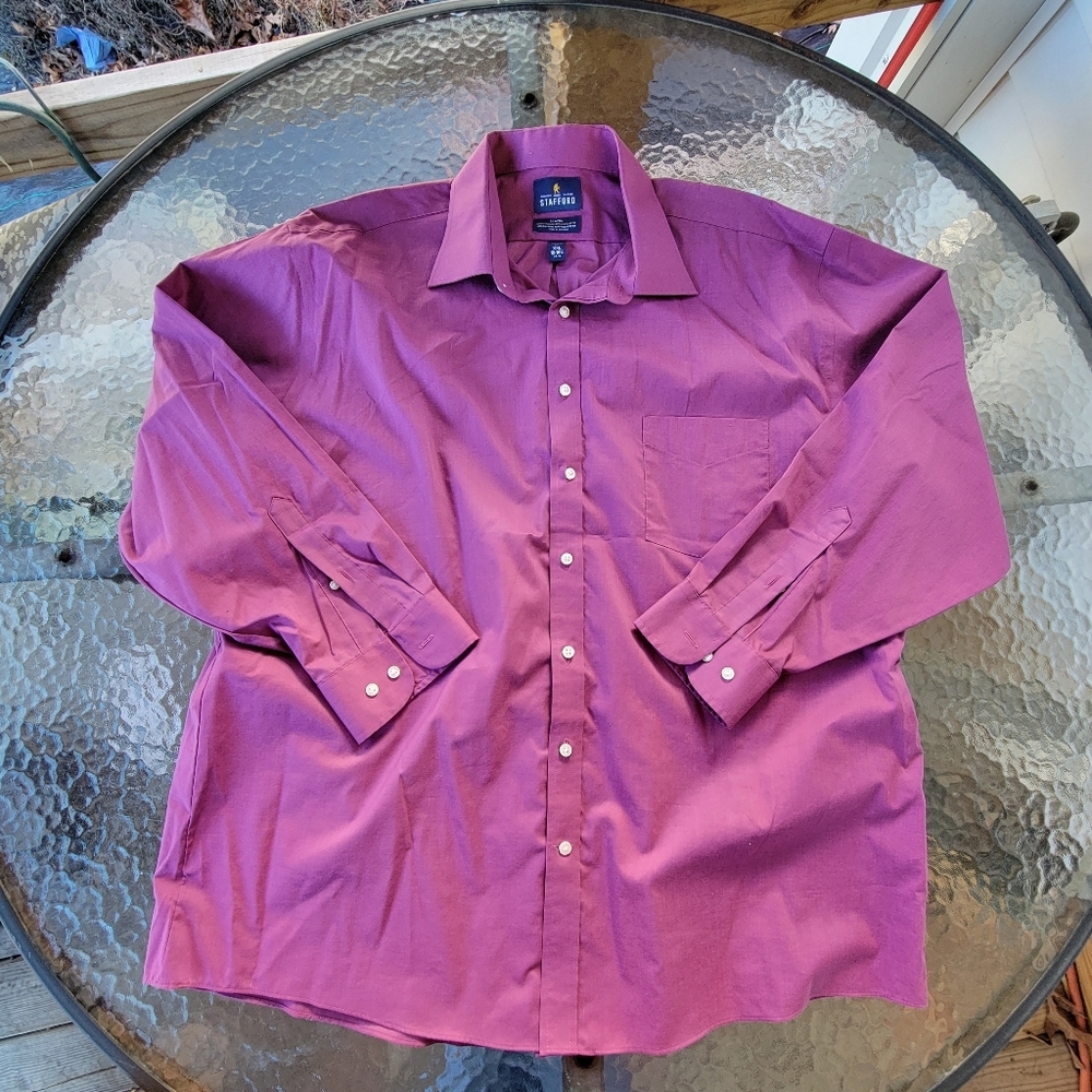 Stafford Men's Purple Dress Shirt Size XXL Sleeve Length 34-35